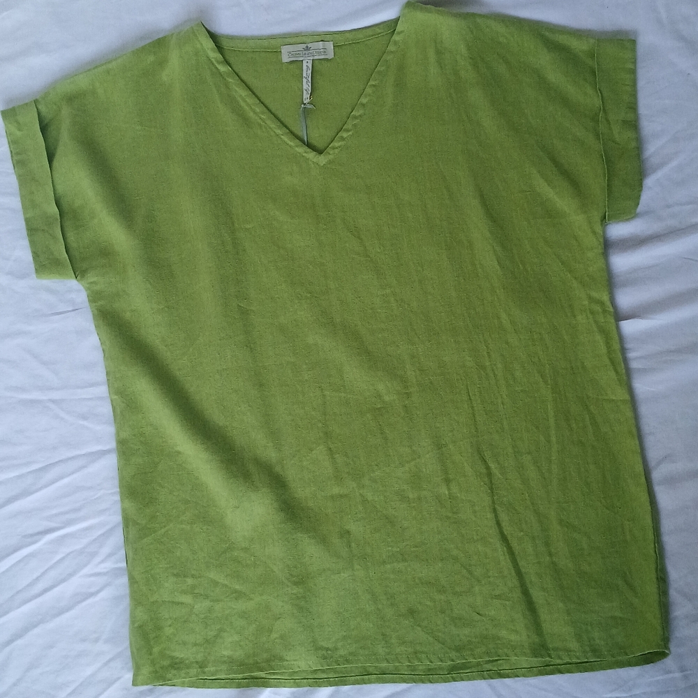 Crown Linen Designs Womens Tunic Green Small/Medium 100% Linen. - Picture 2 of 13